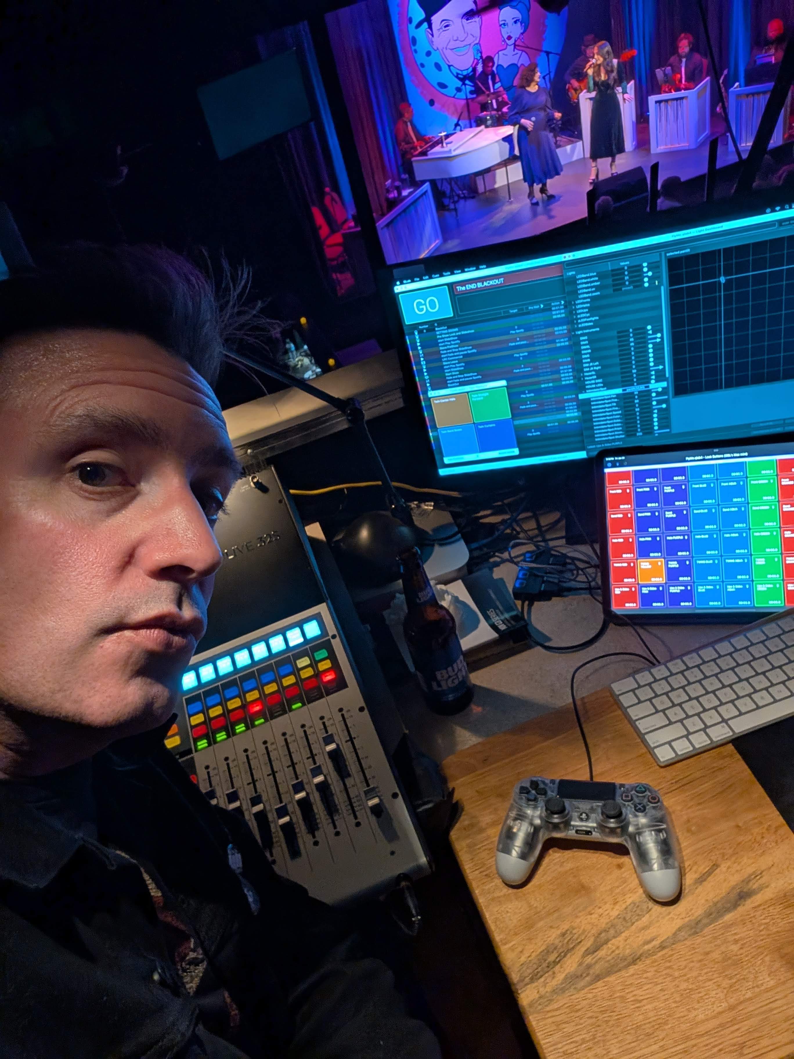 Garry Hall at a mixing console